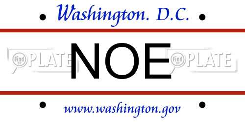 NOE District Of Columbia License Plate