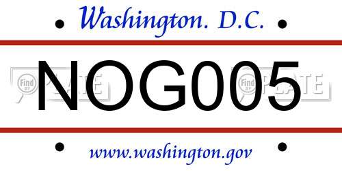 NOG005 District Of Columbia License Plate