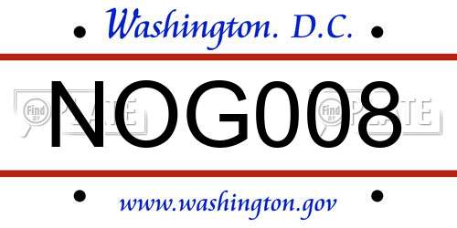 NOG008 District Of Columbia License Plate