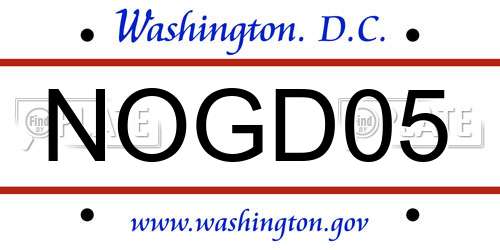 NOGD05 District Of Columbia License Plate