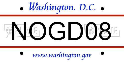 NOGD08 District Of Columbia License Plate