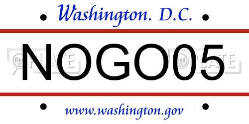 NOGO05 District Of Columbia License Plate