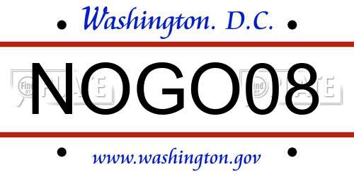 NOGO08 District Of Columbia License Plate