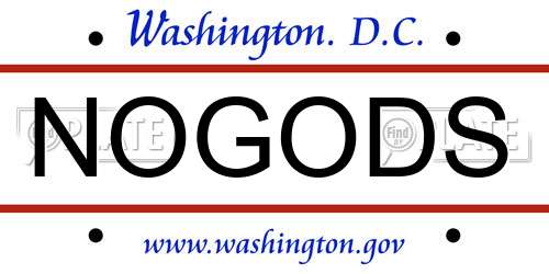 NOGODS District Of Columbia License Plate