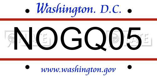 NOGQ05 District Of Columbia License Plate