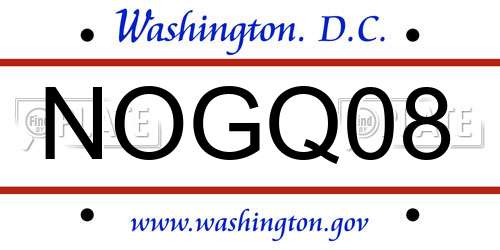 NOGQ08 District Of Columbia License Plate