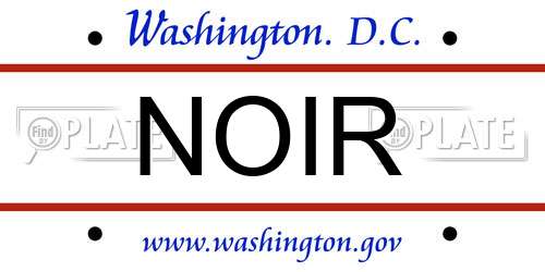 NOIR District Of Columbia License Plate