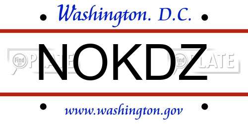 NOKDZ District Of Columbia License Plate