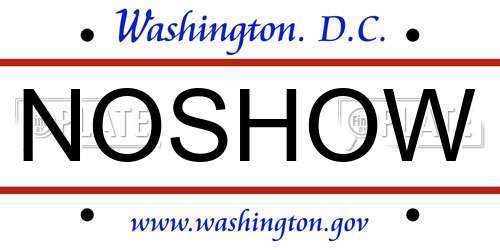 NOSHOW District Of Columbia License Plate