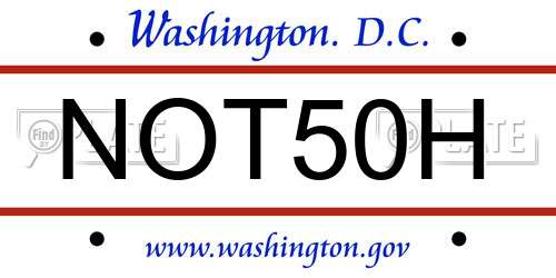 NOT50H District Of Columbia License Plate