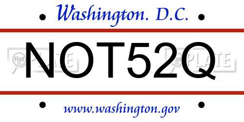 NOT52Q District Of Columbia License Plate
