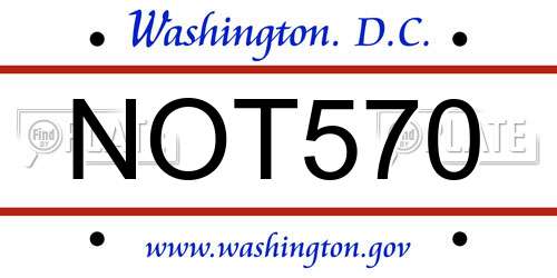 NOT570 District Of Columbia License Plate