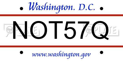 NOT57Q District Of Columbia License Plate