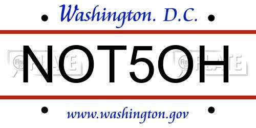 NOT5OH District Of Columbia License Plate