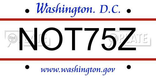 NOT75Z District Of Columbia License Plate