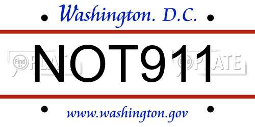 NOT911 District Of Columbia License Plate