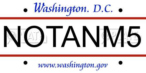 NOTANM5 District Of Columbia License Plate