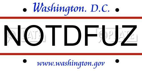 NOTDFUZ District Of Columbia License Plate