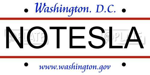 NOTESLA District Of Columbia License Plate