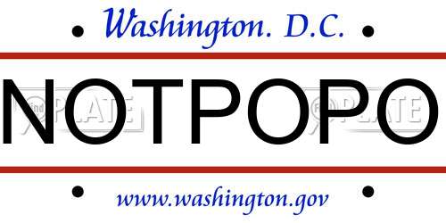 NOTPOPO District Of Columbia License Plate