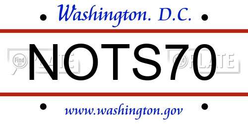 NOTS70 District Of Columbia License Plate