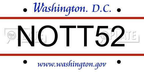 NOTT52 District Of Columbia License Plate