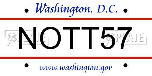 NOTT57 District Of Columbia License Plate