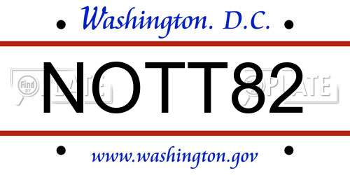 NOTT82 District Of Columbia License Plate