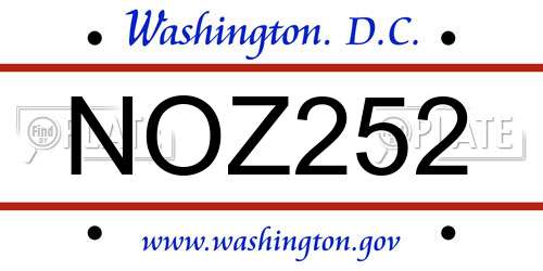 NOZ252 District Of Columbia License Plate