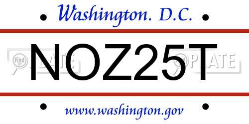 NOZ25T District Of Columbia License Plate