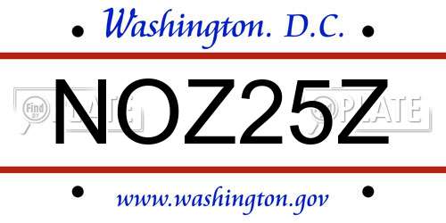 NOZ25Z District Of Columbia License Plate