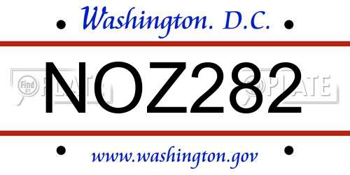 NOZ282 District Of Columbia License Plate