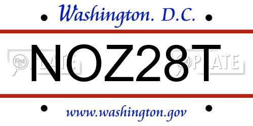 NOZ28T District Of Columbia License Plate