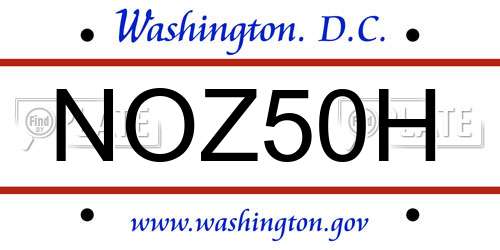 NOZ50H District Of Columbia License Plate