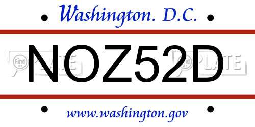 NOZ52D District Of Columbia License Plate