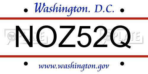 NOZ52Q District Of Columbia License Plate