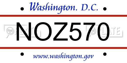 NOZ570 District Of Columbia License Plate