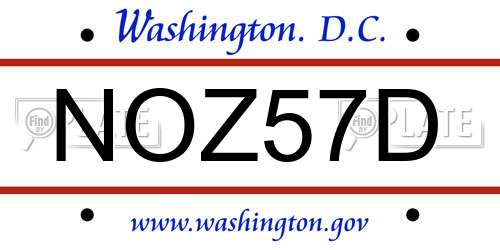 NOZ57D District Of Columbia License Plate
