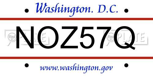 NOZ57Q District Of Columbia License Plate