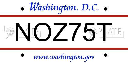 NOZ75T District Of Columbia License Plate