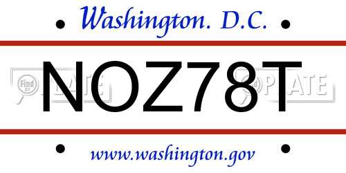NOZ78T District Of Columbia License Plate