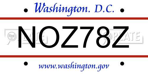 NOZ78Z District Of Columbia License Plate