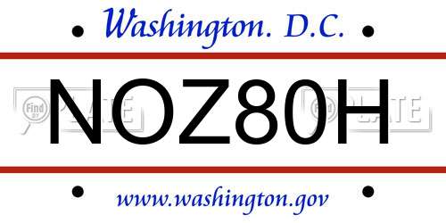 NOZ80H District Of Columbia License Plate