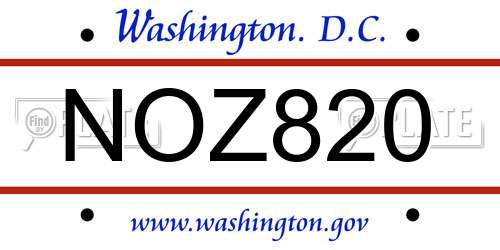 NOZ820 District Of Columbia License Plate