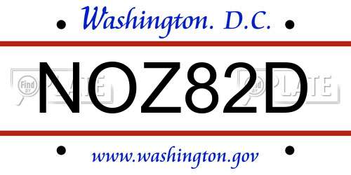 NOZ82D District Of Columbia License Plate