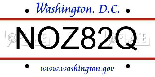 NOZ82Q District Of Columbia License Plate