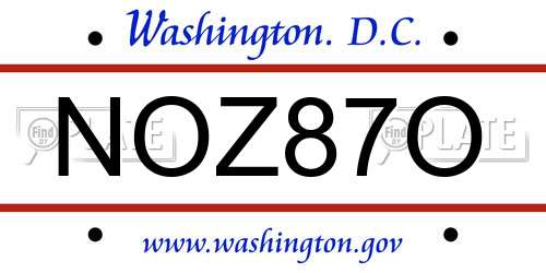 NOZ87O District Of Columbia License Plate
