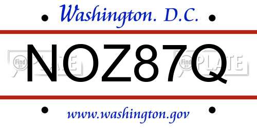 NOZ87Q District Of Columbia License Plate