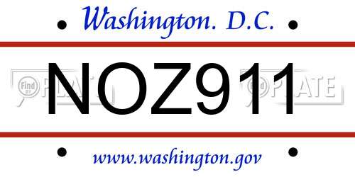 NOZ911 District Of Columbia License Plate