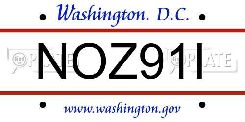 NOZ91I District Of Columbia License Plate